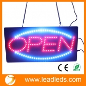 Leadleds 1910-1 Neon Sign Portable 19-inch Led Open Sign Board Red and Blue Color with 2 Light Modes for Beauty Salon Nail Sushi Bakery Barber Massage Restaurant Office Store Business