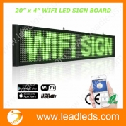 China Leadleds 20 x 4 Inches Green Scrolling Message Display Board, WIFI and USB Programmable by Smartphone and Tablet PC for Office Notice, Car Windows, Business Store Advertising factory