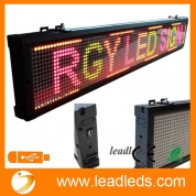China Leadleds 40x6.3 Inches USB Programmable Scrolling LED Sign Store Display Moving Message Board 3 Color Light (Red, Green, Amber) for Indoor factory
