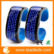 Leadleds Battery Powered Scrolling LED Bracelet 9 Patterns Flashing Display Glow in Party Safety Running Gear Use, 2-Pack